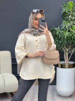 مانتو لینن یقه سه دکمه کد 4394 - تصویر 18