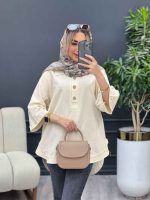 مانتو لینن یقه سه دکمه کد 4394 - تصویر 10