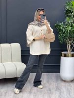 مانتو لینن یقه سه دکمه کد 4394 - تصویر 7
