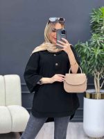 مانتو لینن دو دکمه پایین هلال کد 4486 - تصویر 7