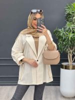 مانتو لینن پشت دکمه سرشانه پاگن کد 4395 - تصویر 8