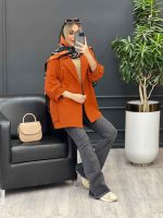 مانتو لینن پشت دکمه سرشانه پاگن کد 4395 - تصویر 26