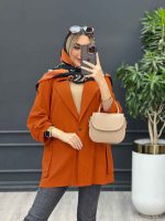 مانتو لینن پشت دکمه سرشانه پاگن کد 4395 - تصویر 7