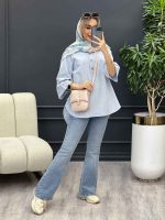 مانتو لینن یقه سه دکمه کد 4394 - تصویر 23