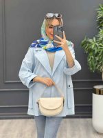 مانتو لینن پشت دکمه سرشانه پاگن کد 4395 - تصویر 21