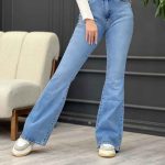 شلوار بوت کات آبی وسط کد 12973