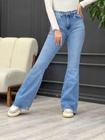 شلوار بوت کات آبی وسط کد 12973