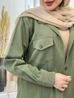 مانتو کتان دو جیب پاکتی کد 4396 - تصویر 6