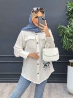 شومیز دو جیب طرح گربه کد 4369 - تصویر 10