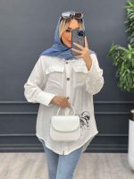 شومیز دو جیب طرح گربه کد 4369 - تصویر 5