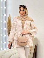 مانتو ژاکارد جلو باز طرح دار کد 4434 - تصویر 14