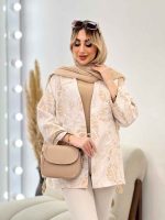 مانتو ژاکارد جلو باز طرح دار کد 4434 - تصویر 3