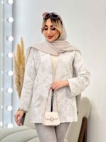مانتو ژاکارد جلو باز طرح دار کد 4434 - تصویر 4