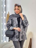 مانتو ژاکارد جلو باز طرح دار کد 4434