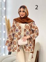 مانتو جلو باز نواردوزی طرح دار کد 4435 - تصویر 7