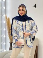مانتو جلو باز نواردوزی طرح دار کد 4435 - تصویر 2