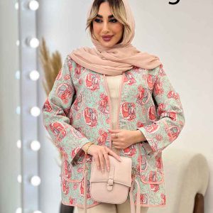 مانتو جلو باز نواردوزی طرح دار کد 4435