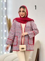 مانتو جلو باز نواردوزی طرح دار کد 4435 - تصویر 3