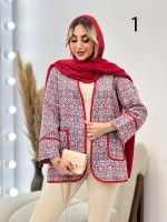 مانتو جلو باز نواردوزی طرح دار کد 4435 - تصویر 16