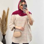 مانتو لینن نچرال یقه چاک کد 4439