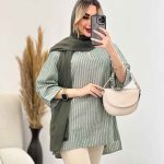 مانتو یقه چاک آستین پاکتی کد 4441