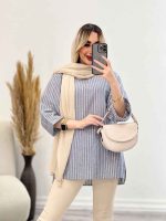 مانتو یقه چاک آستین پاکتی کد 4441 - تصویر 12