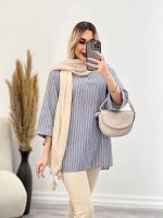 مانتو یقه چاک آستین پاکتی کد 4441 - تصویر 8