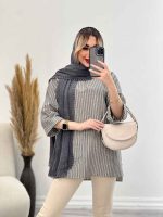مانتو یقه چاک آستین پاکتی کد 4441 - تصویر 14