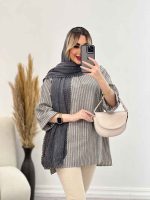 مانتو یقه چاک آستین پاکتی کد 4441 - تصویر 11
