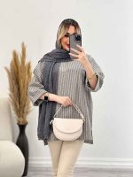 مانتو یقه چاک آستین پاکتی کد 4441 - تصویر 4