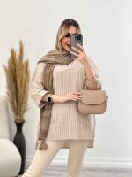 مانتو یقه چاک آستین پاکتی کد 4441 - تصویر 3