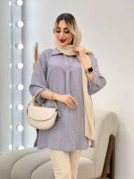 شومیز طرح دار آستین پیله کد 4442 - تصویر 4
