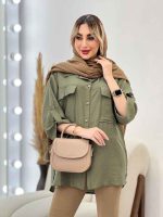 مانتو کرسپو جیب چاک دار کد 4443 - تصویر 4