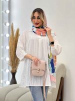 شومیز طرح دار آستین پیله کد 4442 - تصویر 5