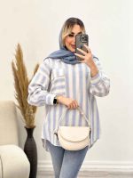مانتو شومیزی راه راه کد 4440 - تصویر 6