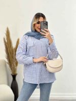 مانتو شومیزی راه راه کد 4440 - تصویر 16