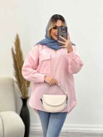 مانتو شومیزی راه راه کد 4440 - تصویر 2