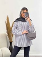 مانتو شومیزی راه راه کد 4440 - تصویر 33