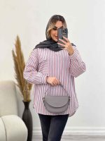 مانتو شومیزی راه راه کد 4440 - تصویر 10