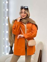 مانتو دو جیب دکمه چوبی کد 4481 - تصویر 19
