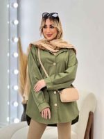 مانتو دو جیب دکمه چوبی کد 4481 - تصویر 4