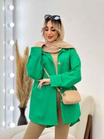 مانتو دو جیب دکمه چوبی کد 4481 - تصویر 16