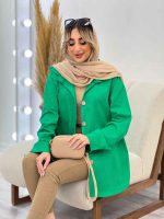 مانتو دو جیب دکمه چوبی کد 4481 - تصویر 9