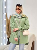 مانتو دو جیب دکمه چوبی کد 4481 - تصویر 7