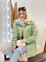 مانتو دو جیب دکمه چوبی کد 4481 - تصویر 21