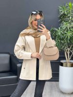مانتو لینن سرشانه ژیله کد 4453 - تصویر 2