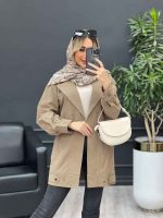 مانتو لینن دو جیب نما پایین پاگن کد 4447 - تصویر 2