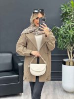 مانتو لینن دو جیب نما پایین پاگن کد 4447 - تصویر 11
