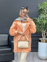 مانتو لینن دو جیب نما پایین پاگن کد 4447 - تصویر 3