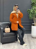 مانتو لینن دو جیب نما پایین پاگن کد 4447 - تصویر 13
